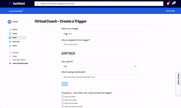 Allego - Create a Coaching Trigger Allego - Create a Coaching Trigger